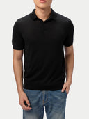Herren Klassisches Polo-Shirt mit kurzen Ärmeln Schwarz - Gobi Cashmere