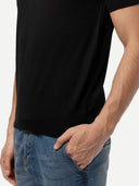 Herren Klassisches Polo-Shirt mit kurzen Ärmeln Schwarz - Gobi Cashmere
