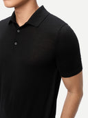 Herren Klassisches Polo-Shirt mit kurzen Ärmeln Schwarz - Gobi Cashmere