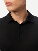 Herren Klassisches Polo-Shirt mit kurzen Ärmeln Schwarz - Gobi Cashmere