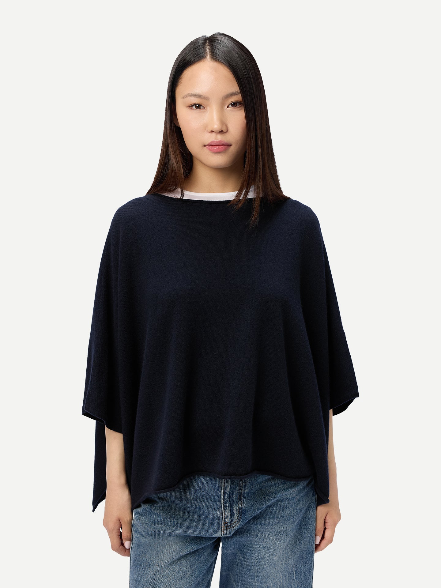 Timeless Kaschmir-Poncho mit Bootsausschnitt