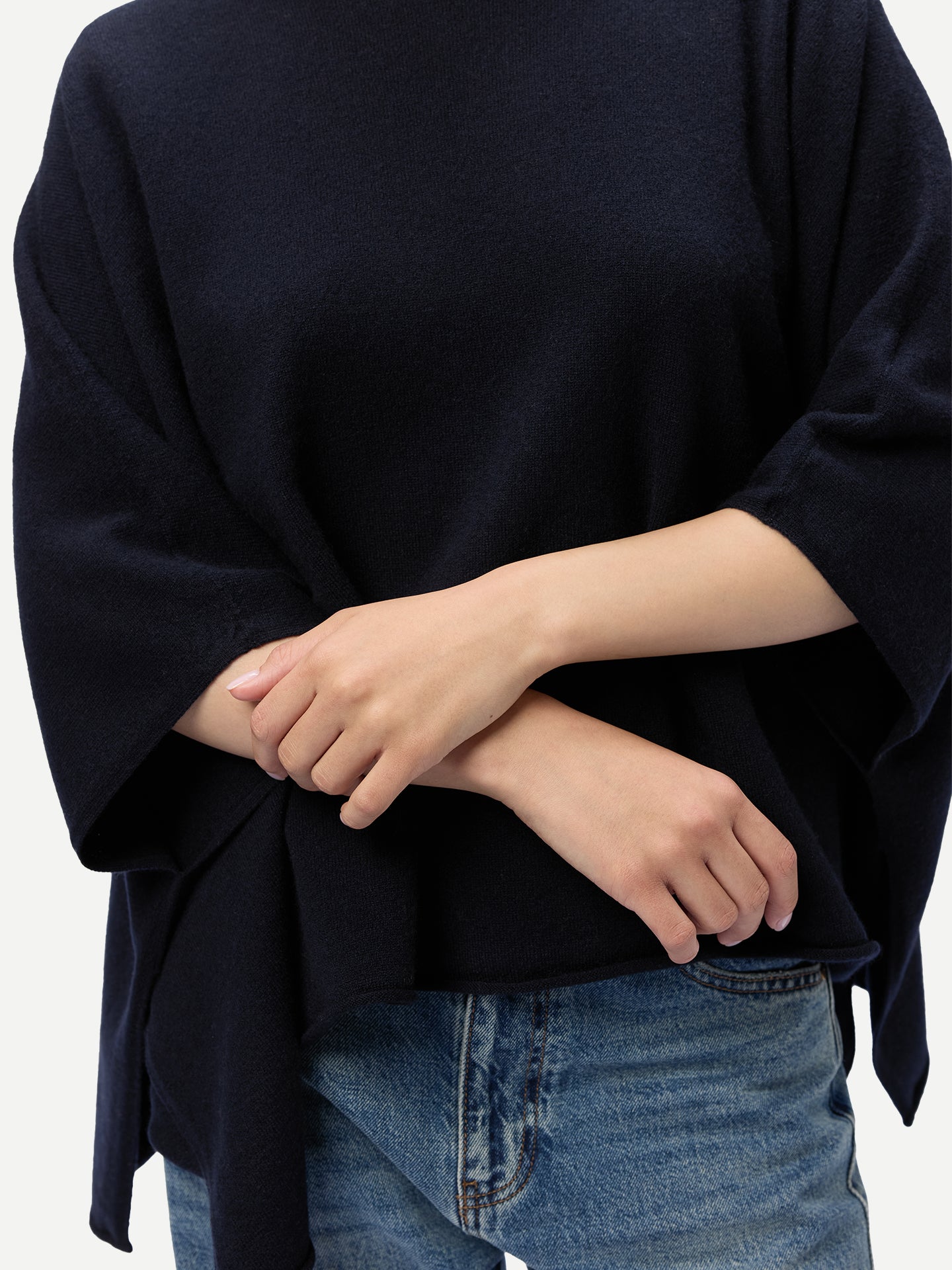 Timeless Kaschmir-Poncho mit Bootsausschnitt