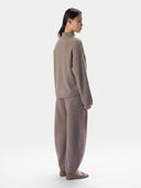 Kaschmirpullover mit Zopfgeflecht und Stehkragen