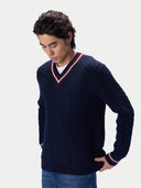 Cricket-Pullover mit Zopfmuster