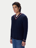 Cricket-Pullover mit Zopfmuster