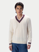 Cricket-Pullover mit Zopfmuster