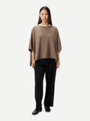 Timeless Kaschmir-Poncho mit Bootsausschnitt Taupe - Gobi Cashmere