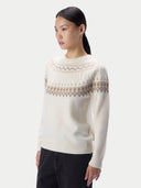 Kaschmirpullover mit nordischem Jacquardmuster und Rundhalsausschnitt