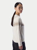 Kaschmirpullover mit nordischem Jacquardmuster und Rundhalsausschnitt