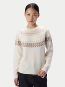 Kaschmirpullover mit nordischem Jacquardmuster und Rundhalsausschnitt