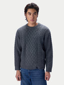 Kaschmirpullover mit Aran-Zopfmuster, Rundhals