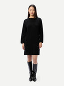 Strickkleid mit Rundhalsausschnitt Schwarz - Gobi Cashmere