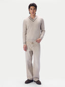 Kaschmir-Cricket-Pullover mit V-Ausschnitt