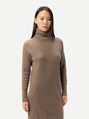 Nahtloses Kaschmir-Kleid mit Rollkragen Taupe - Gobi Cashmere