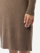 Nahtloses Kaschmir-Kleid mit Rollkragen Taupe - Gobi Cashmere
