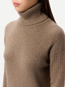 Nahtloses Kaschmir-Kleid mit Rollkragen Taupe - Gobi Cashmere