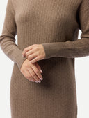Nahtloses Kaschmir-Kleid mit Rollkragen Taupe - Gobi Cashmere