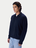 Kaschmir-Strickjacke mit spitzem Kragen und Reißverschluss