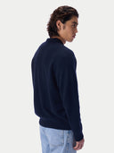 Kaschmir-Strickjacke mit spitzem Kragen und Reißverschluss
