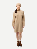 Strickkleid mit Rundhalsausschnitt Beige - Gobi Cashmere