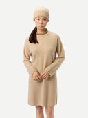 Strickkleid mit Rundhalsausschnitt Beige - Gobi Cashmere