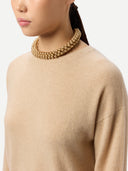 Strickkleid mit Rundhalsausschnitt Beige - Gobi Cashmere