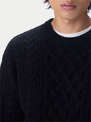 Kaschmirpullover mit Aran-Zopfmuster, Rundhals