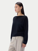Kaschmirpullover mit U-Boot-Ausschnitt