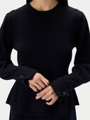 Kaschmirpullover mit ausgestelltem Saum und Rundhalsausschnitt