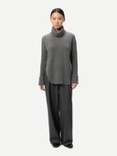 Kaschmir-Pullover mit Abnehmbarem Kragen Steingrau - Gobi Cashmere