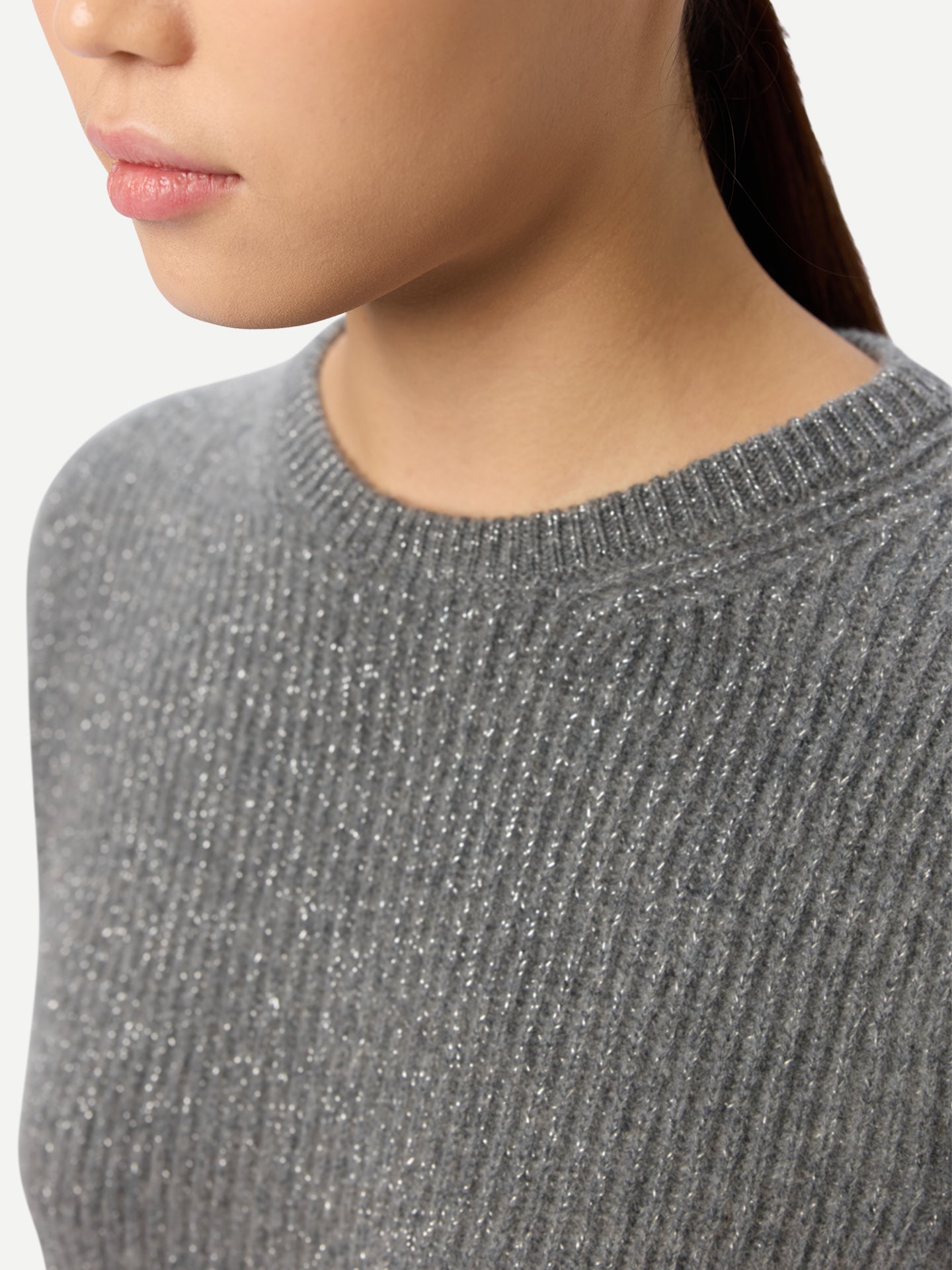Kaschmir-Pullover mit Abnehmbarem Kragen Steingrau - Gobi Cashmere