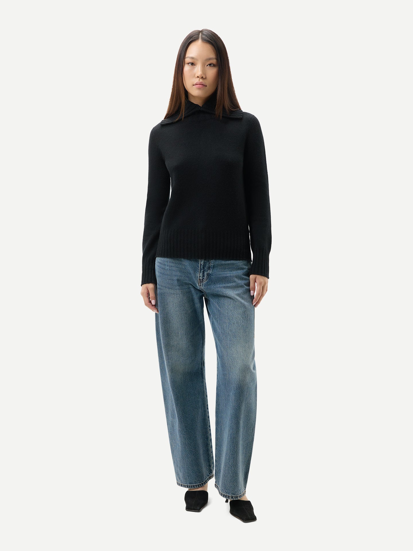Kaschmir-Pullover mit Umklapp-Rollkragen