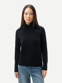 Kaschmir-Pullover mit Umklapp-Rollkragen Schwarz - Gobi Cashmere