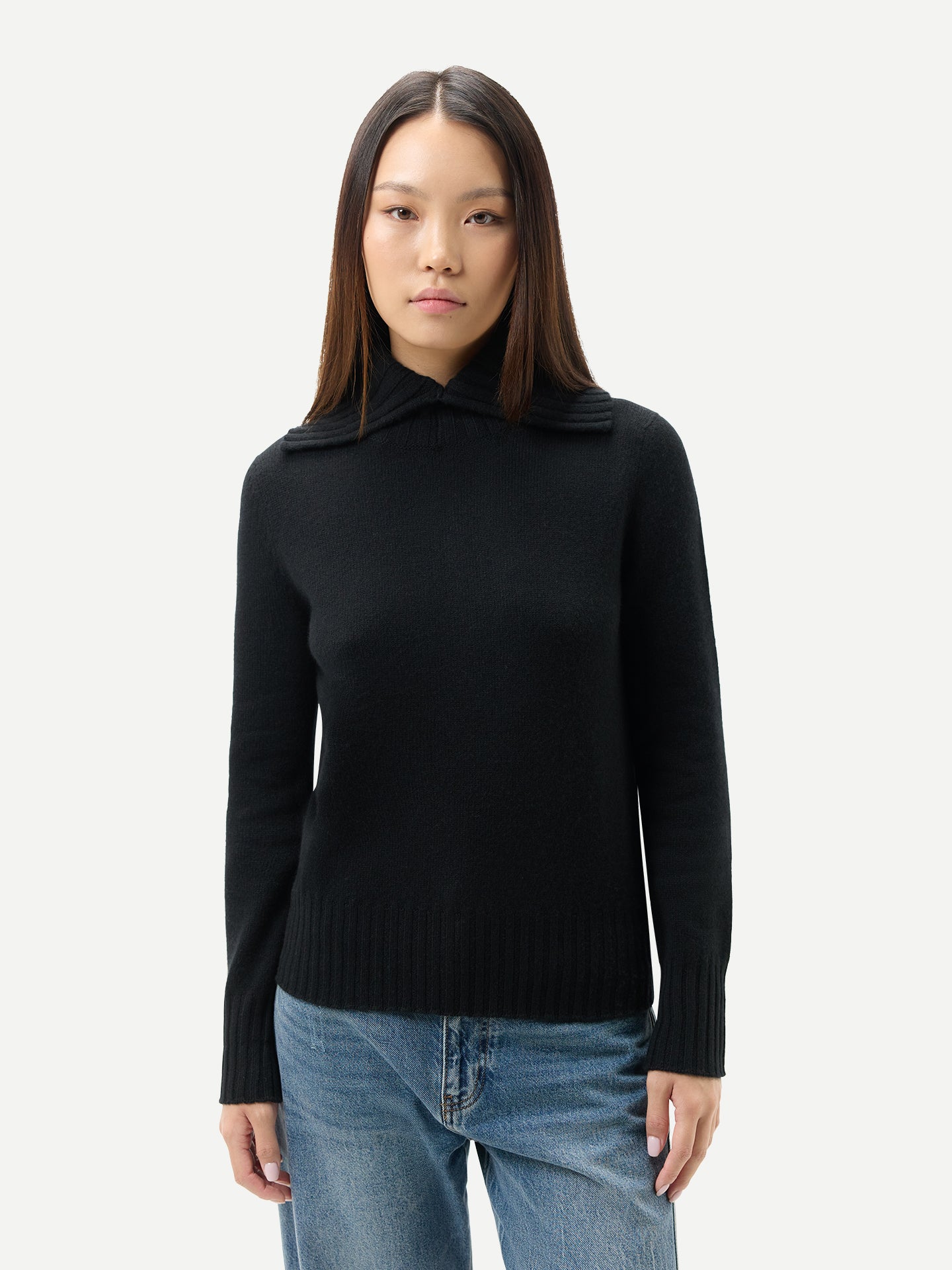 Kaschmir-Pullover mit Umklapp-Rollkragen