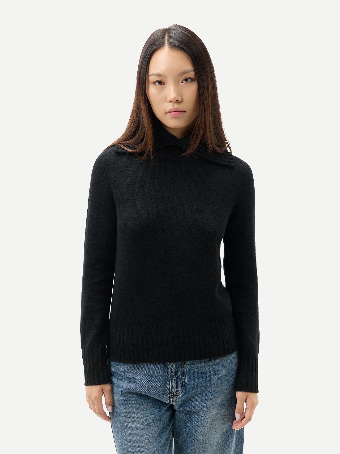 Kaschmir-Pullover mit Umklapp-Rollkragen