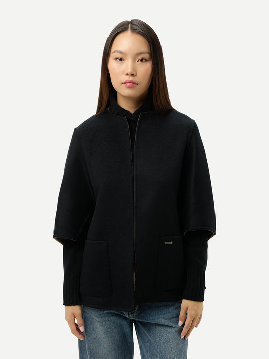 Ponchojacke aus Kaschmir mit Tasche