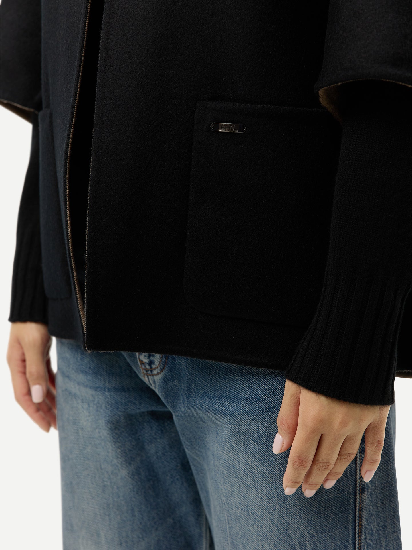 Ponchojacke aus Kaschmir mit Tasche