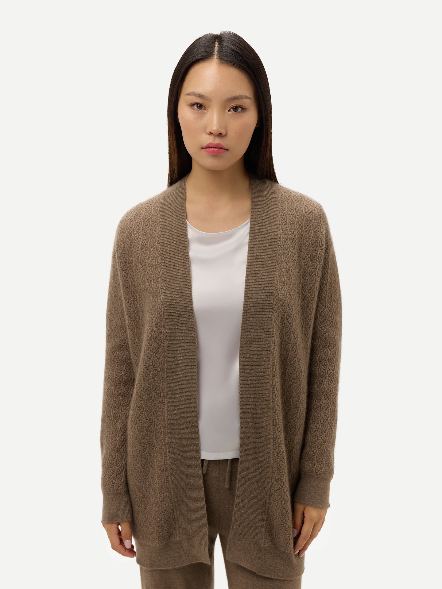 Ajour-Strick Kaschmir-Cardigan
