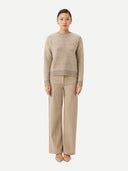 Tweedmuster Kaschmirpullover mit Rundhalsausschnitt