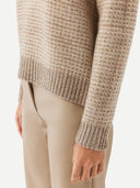 Tweedmuster Kaschmirpullover mit Rundhalsausschnitt
