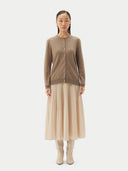 Damen R-Ausschnitt Kaschmirstrickjacke Taupe | GOBI Cashmere