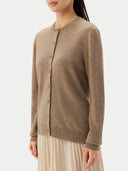 Damen R-Ausschnitt Kaschmirstrickjacke Taupe | GOBI Cashmere