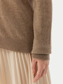 Damen R-Ausschnitt Kaschmirstrickjacke Taupe | GOBI Cashmere