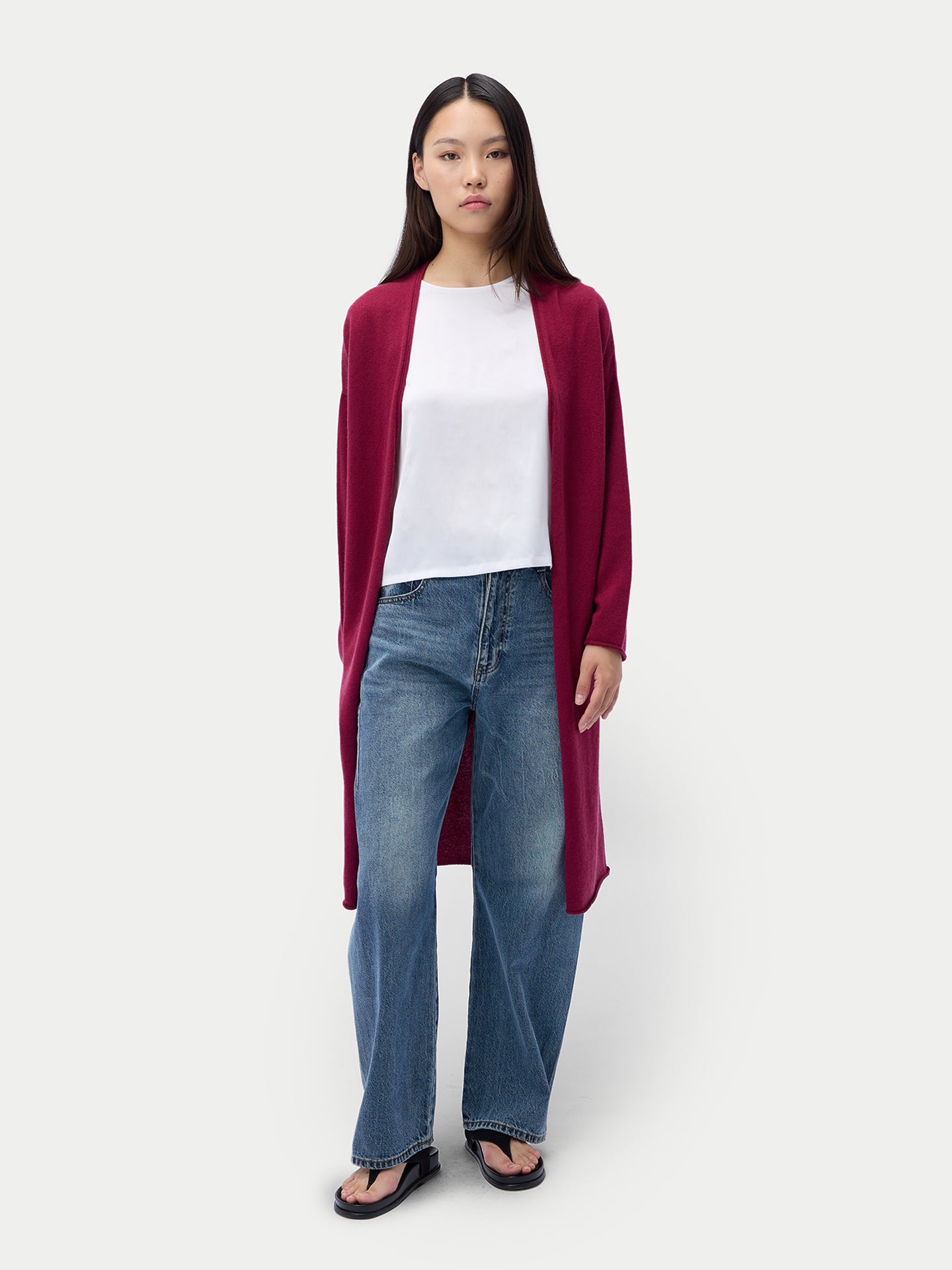 Kaschmir Strickjacke mit offenem Vorderteil