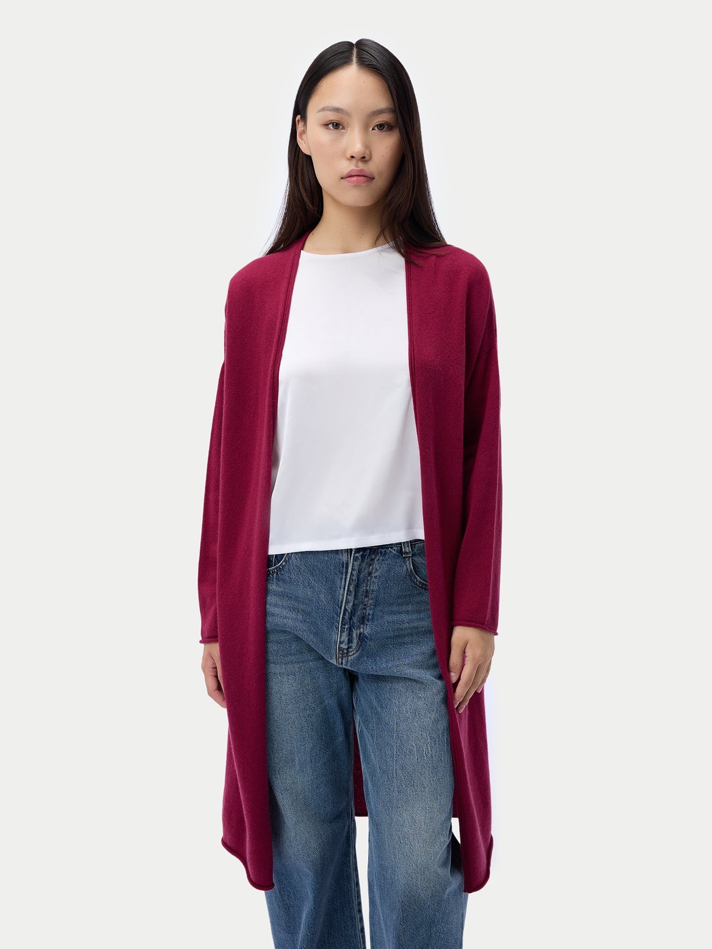 Kaschmir Strickjacke mit offenem Vorderteil