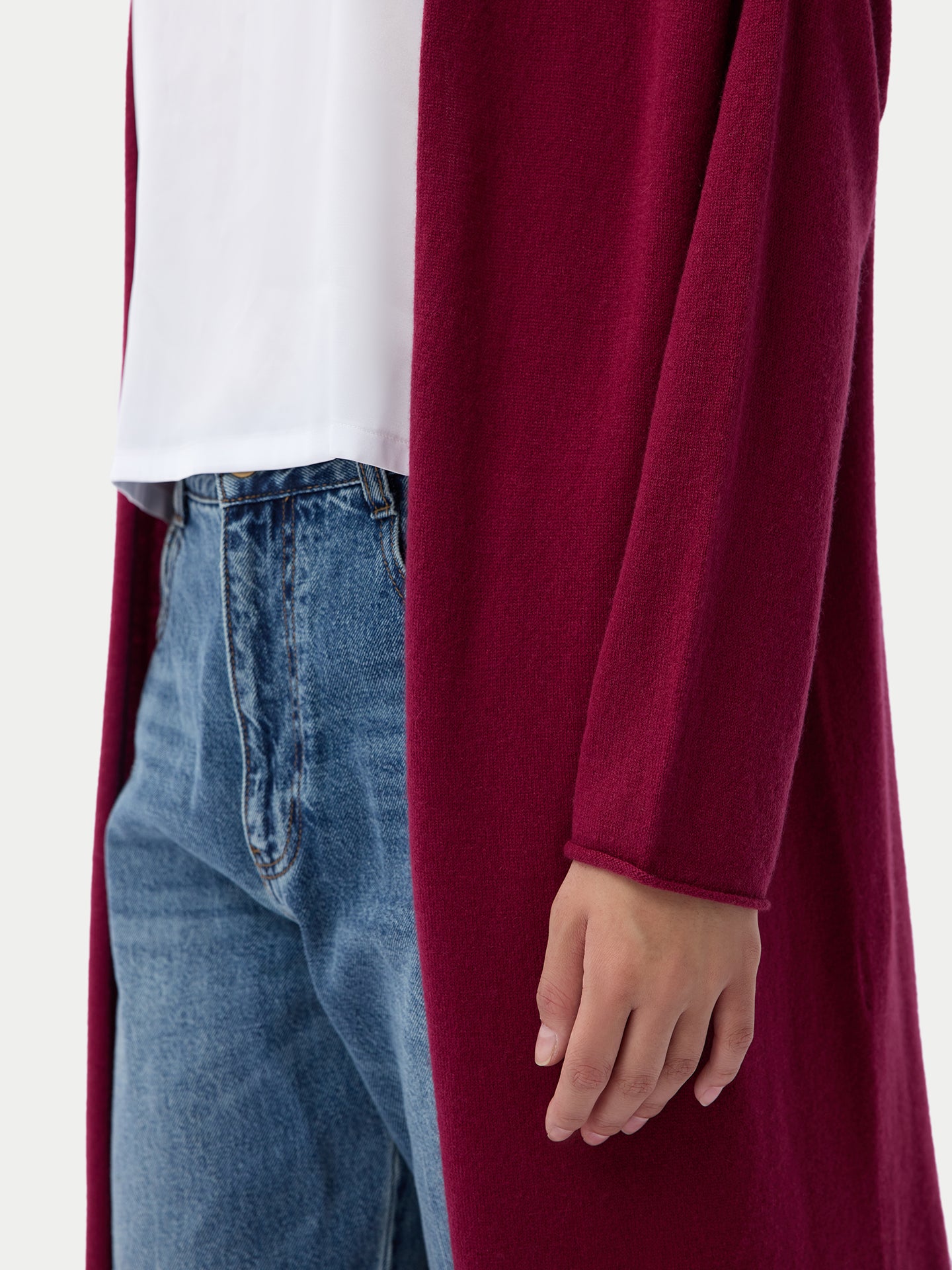 Kaschmir Strickjacke mit offenem Vorderteil