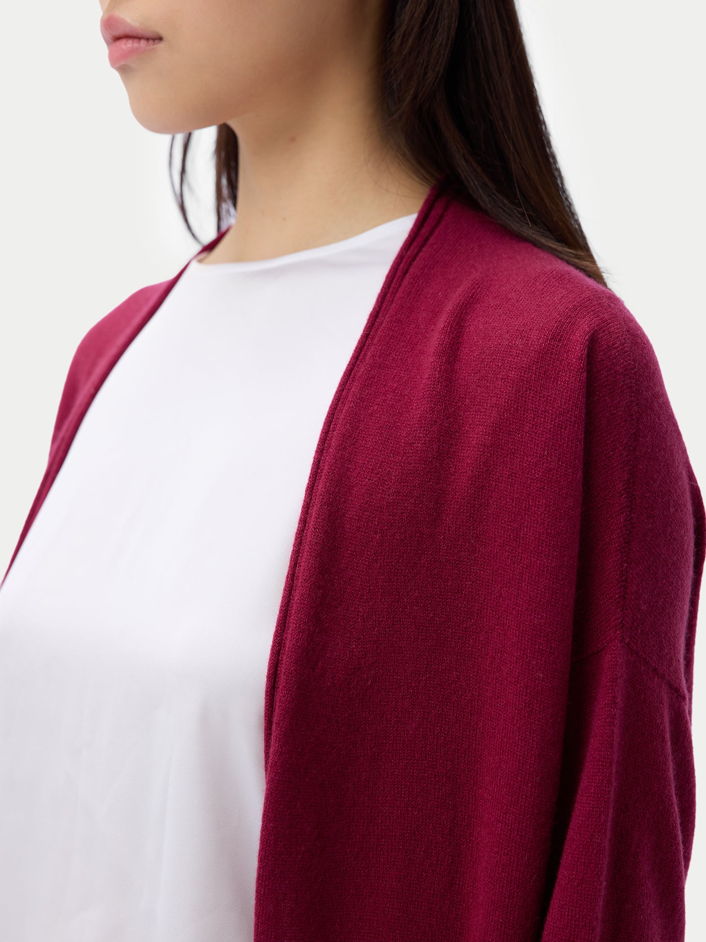 Kaschmir Strickjacke mit offenem Vorderteil