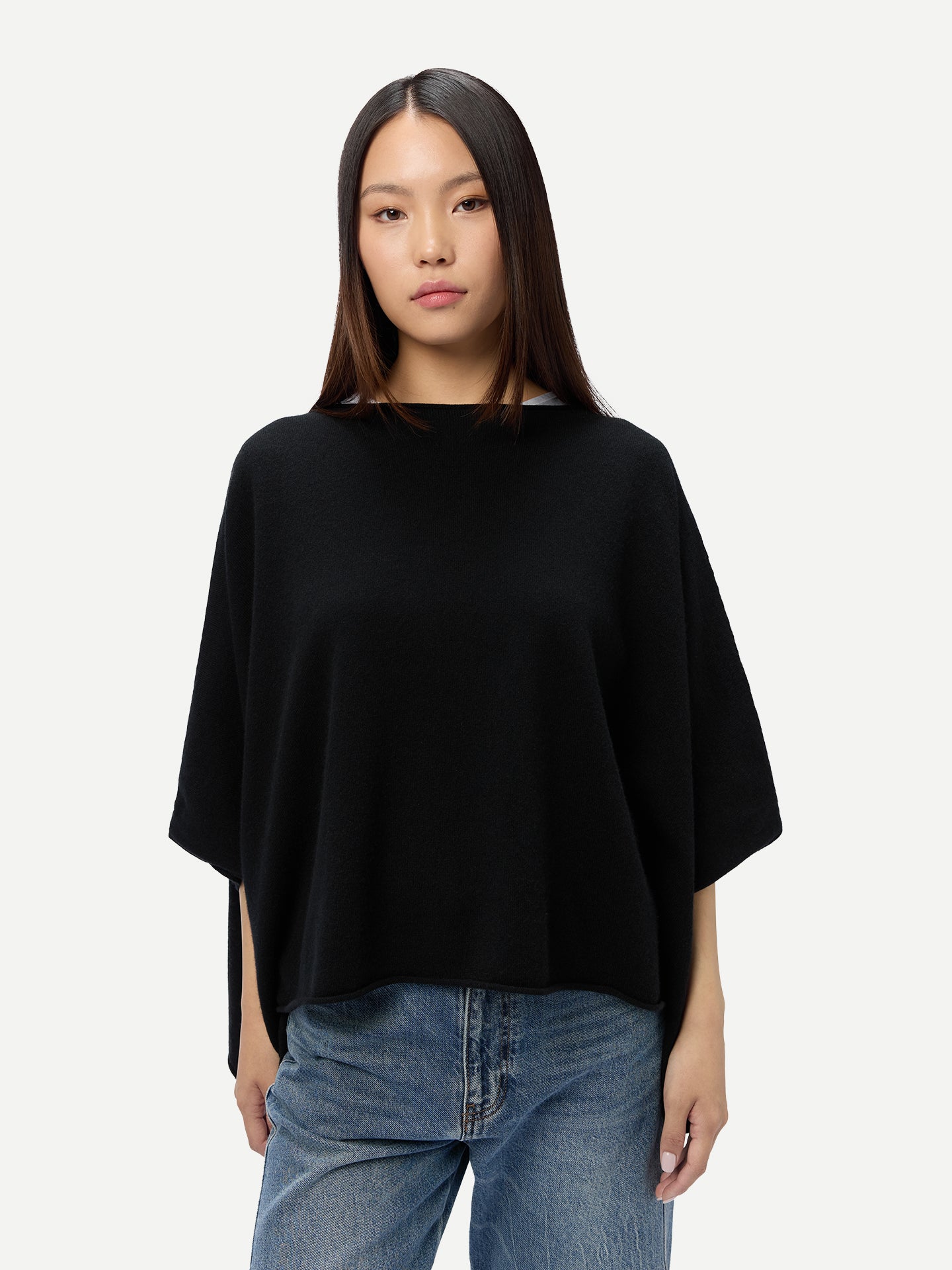Timeless Kaschmir-Poncho mit Bootsausschnitt
