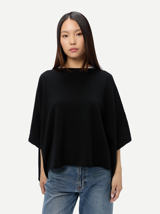 Timeless Kaschmir-Poncho mit Bootsausschnitt