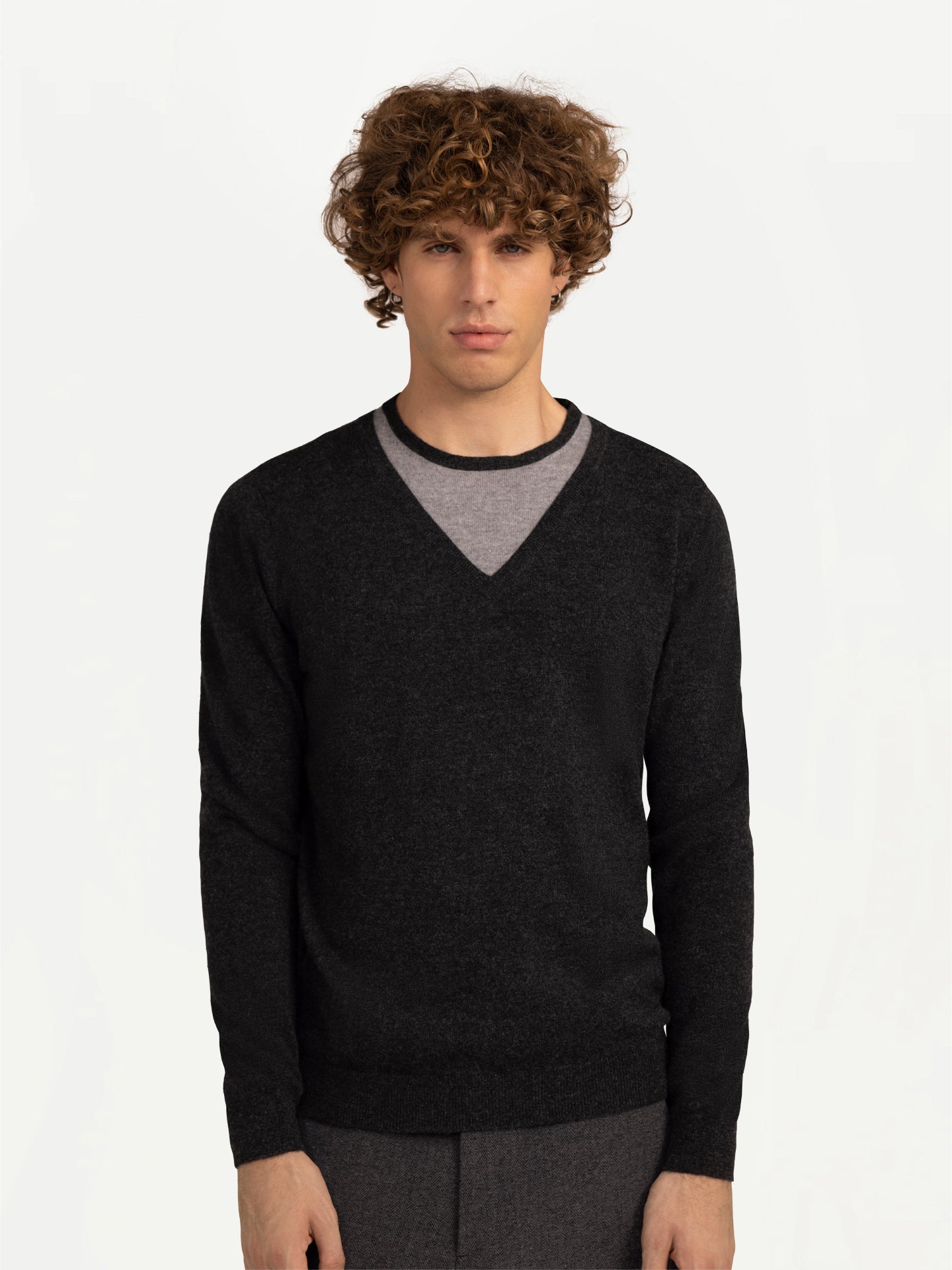 Kaschmirpullover mit Kombikragen
